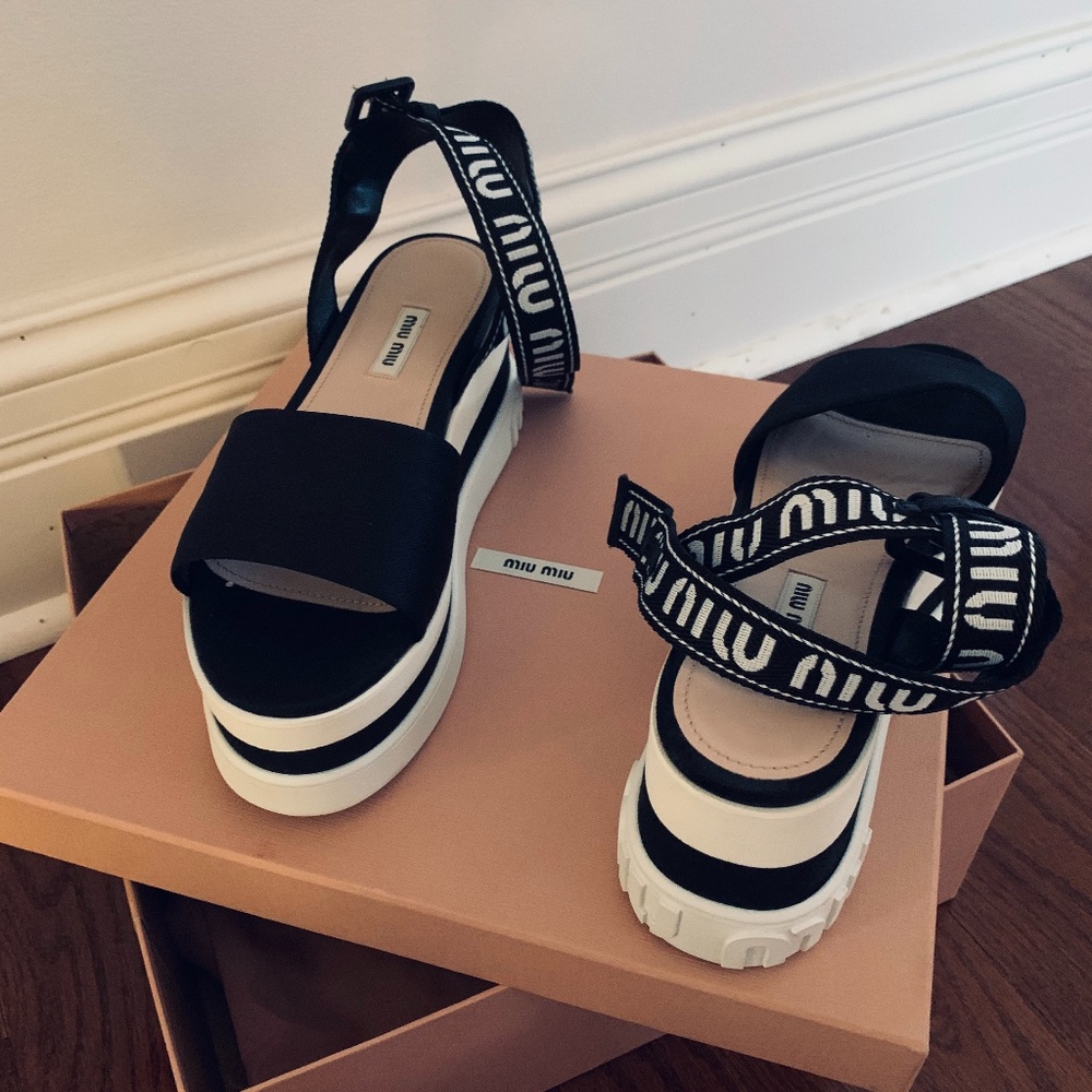Miu Miu Strap Platform Wedges